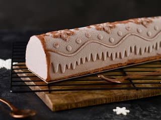 Bûche de Noël glacée praliné/marrons, citron/yuzu