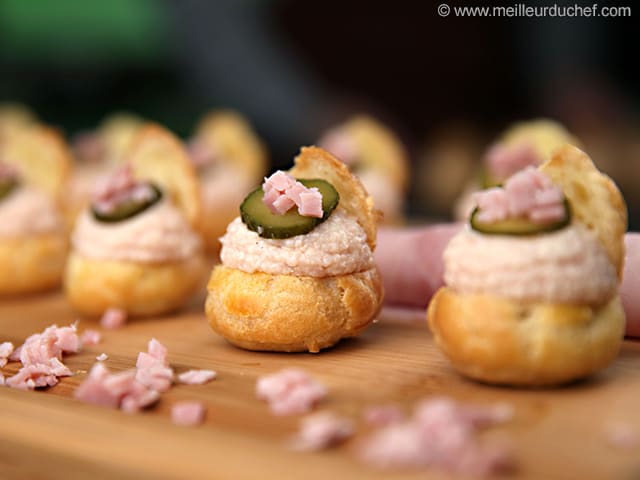 Choux fourrés à la mousse au jambon blanc