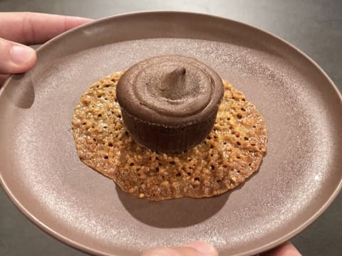 Coulant au chocolat, crème anglaise, tuiles dentelle - 53