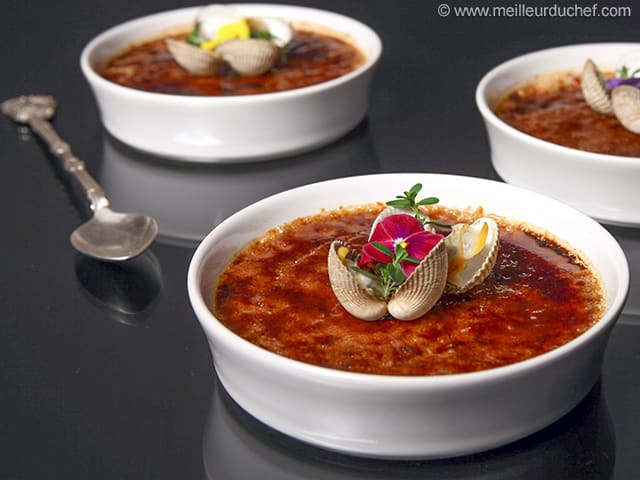 Crème brûlée au jus de crustacés