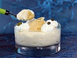Cr&egrave;me chiboust et son sorbet poire abricot