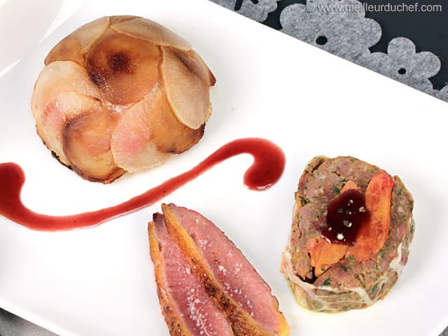 Dodine de foie gras et canard en aiguillettes