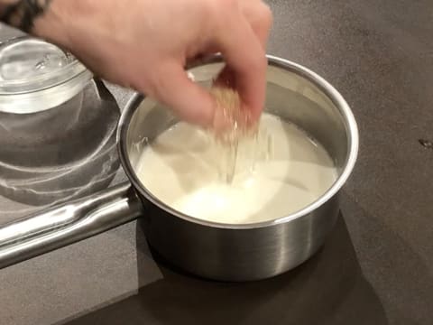 Feuilles de gélatine dans casserole