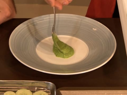 Langoustine vapeur de marjolaine, crème de laitue au wasabi - 50