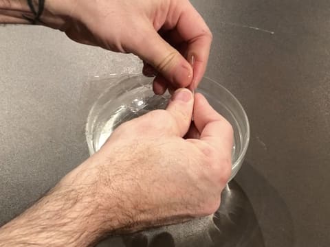 Feuilles de gélatine dans bol d'eau