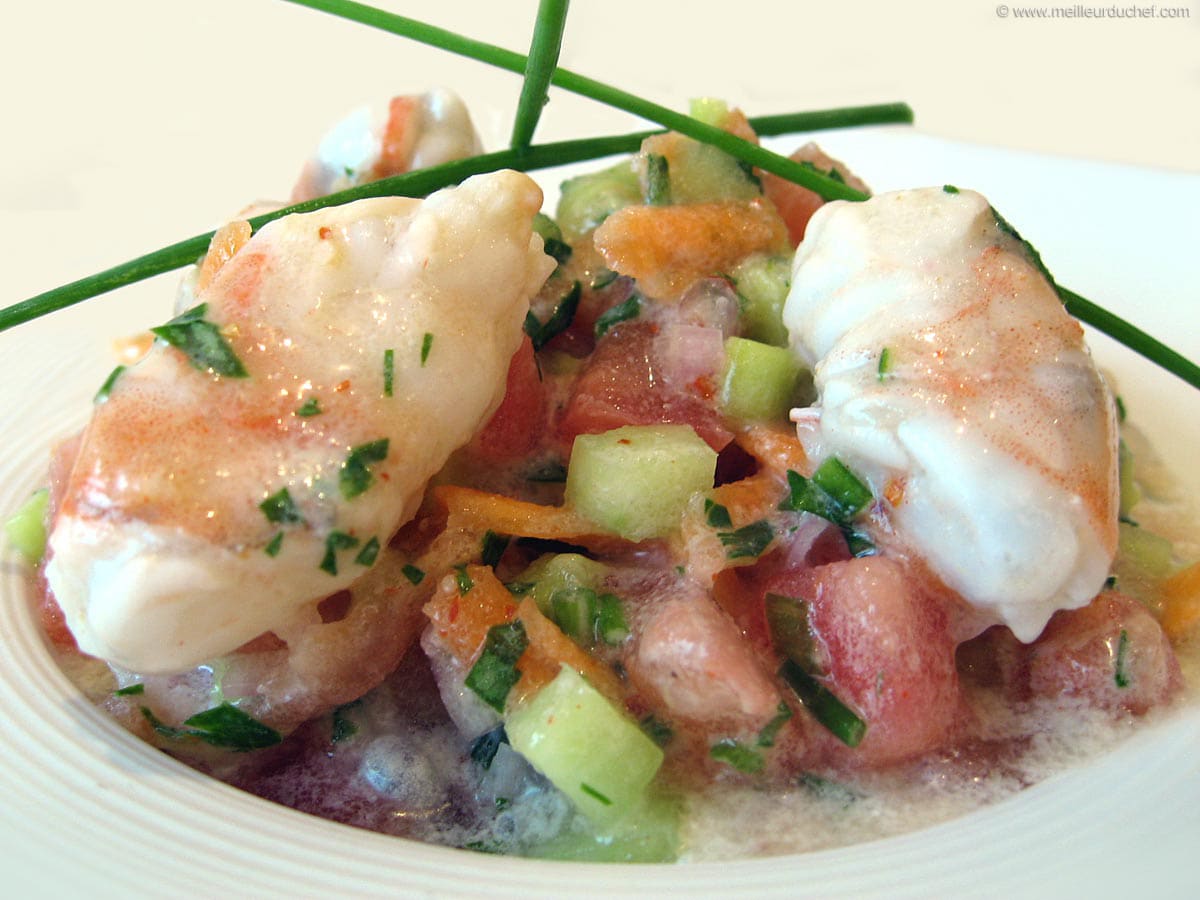 Salade de gambas marinées et lait de coco Recette de cuisine