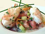 Salade de gambas marin&eacute;es, et lait de coco