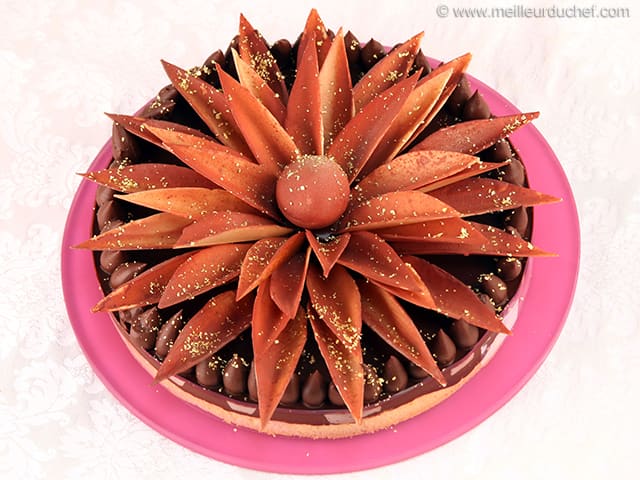 Tarte au chocolat comme un bouquet