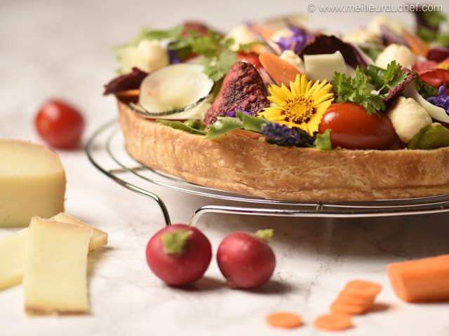 Tarte aux légumes printaniers et fromage de brebis