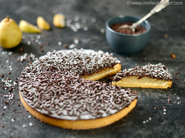 Tarte aux poires chocolatée