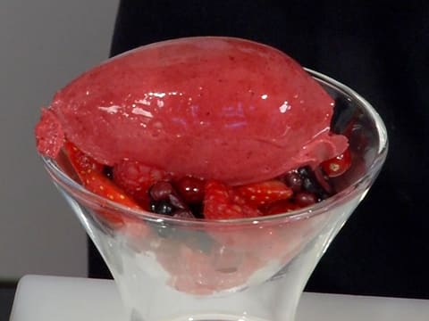 Verrine de fruits frais, meringue et sorbet glacé aux fruits rouges - 37