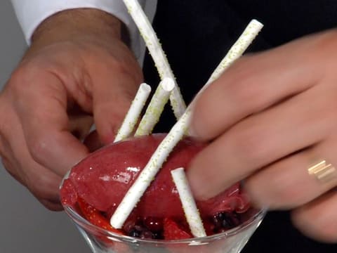 Verrine de fruits frais, meringue et sorbet glacé aux fruits rouges - 39