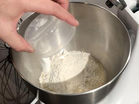 Add the baking powder to the stand mixer bowl