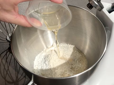 Add the melted honey to the stand mixer bowl