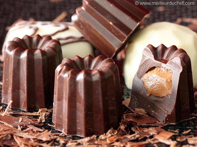 Cannelé Chocolates with a Praline Filling