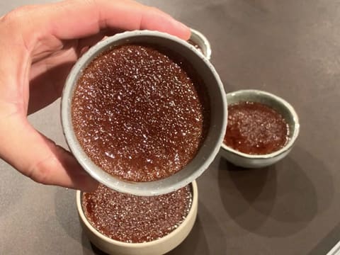 The chocolate creme brulee are ready