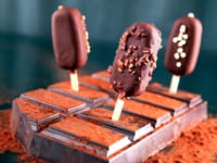 Chocolate Ice Cream Bars with a Crunchy Heart