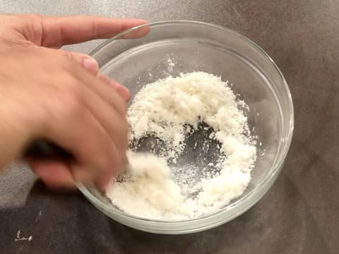 Combine the desiccated coconut and sugar syrup
