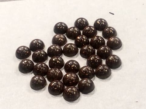 Close up on the chocolate half spheres