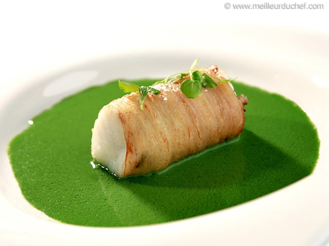Cod Loin in a Potato Crust with Watercress Sauce