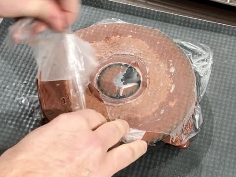 Remove the cling film from the silicone mould