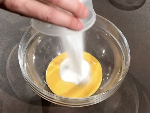 Add the castor sugar to the eggs