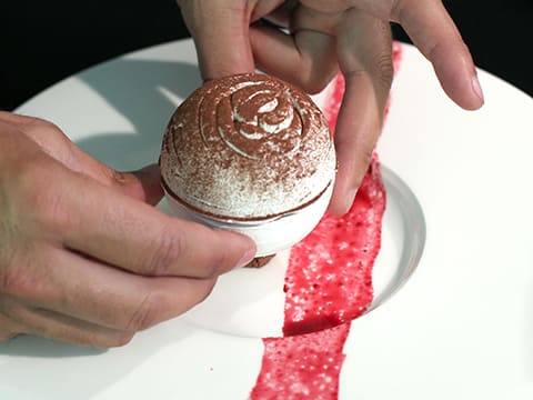 Meringue Spheres with Chocolate Mousse, Ginger & Cherry Compote - 34