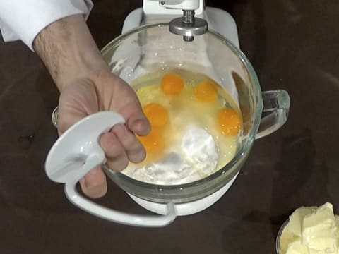 Attach the dough hook to the mixer