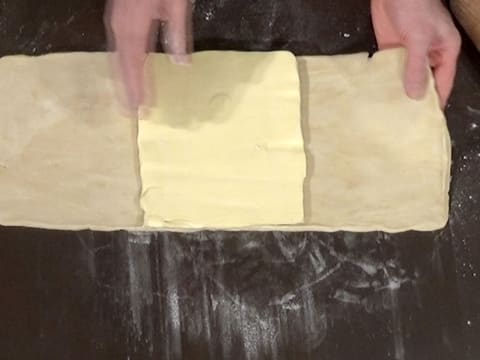 Place the butter square in the centre of the dough rectangle