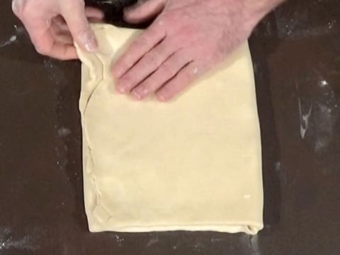 The dough is folded into three layers with clean angles