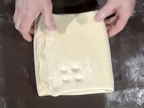 Make four finger marks in the dough