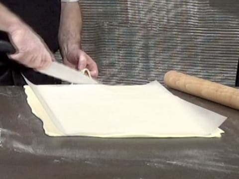 Cover the puff pastry with greaseproof paper