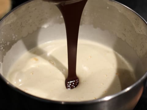 Add the melted chocolate to the preparation