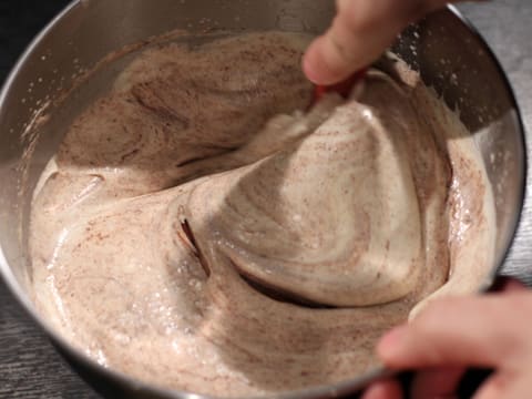 The chocolate preparation is in the bowl