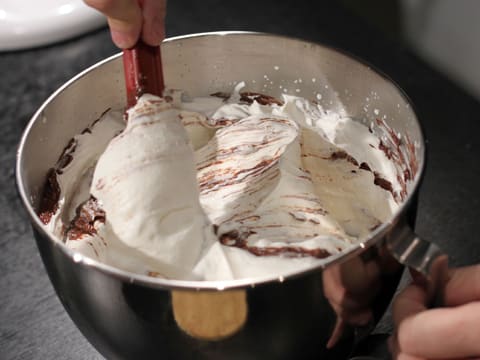 Combine the chocolate preparation with the rubber spatula