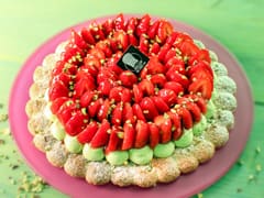 Pistachio Dacquoise with Strawberries