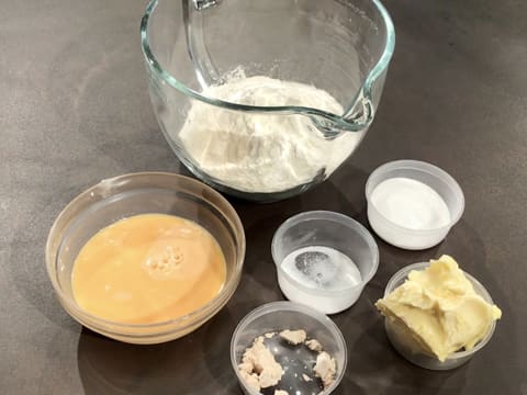 All ingredients for the brioche dough