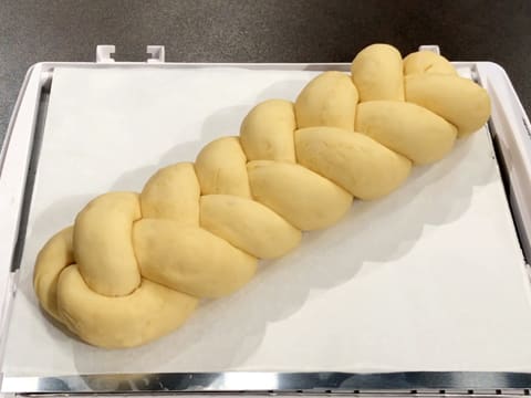 The brioche dough has doubled in volume