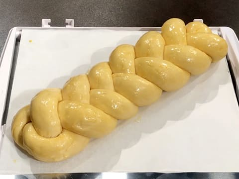 The plaited brioche is glazed