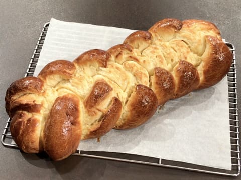 The brioche is on the kitchen worktop, ready to serve