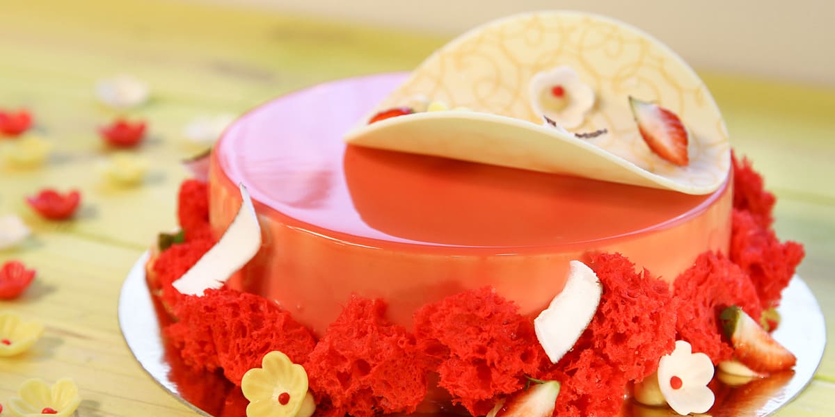 Strawberry, Coconut & Hibiscus Entremets