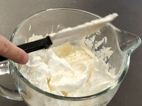 Add the meringue to the preparation in the bowl