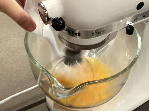Pour the castor sugar in the stand mixer bowl