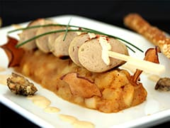 Boudin Blanc with Apples, Morel Cream Sauce