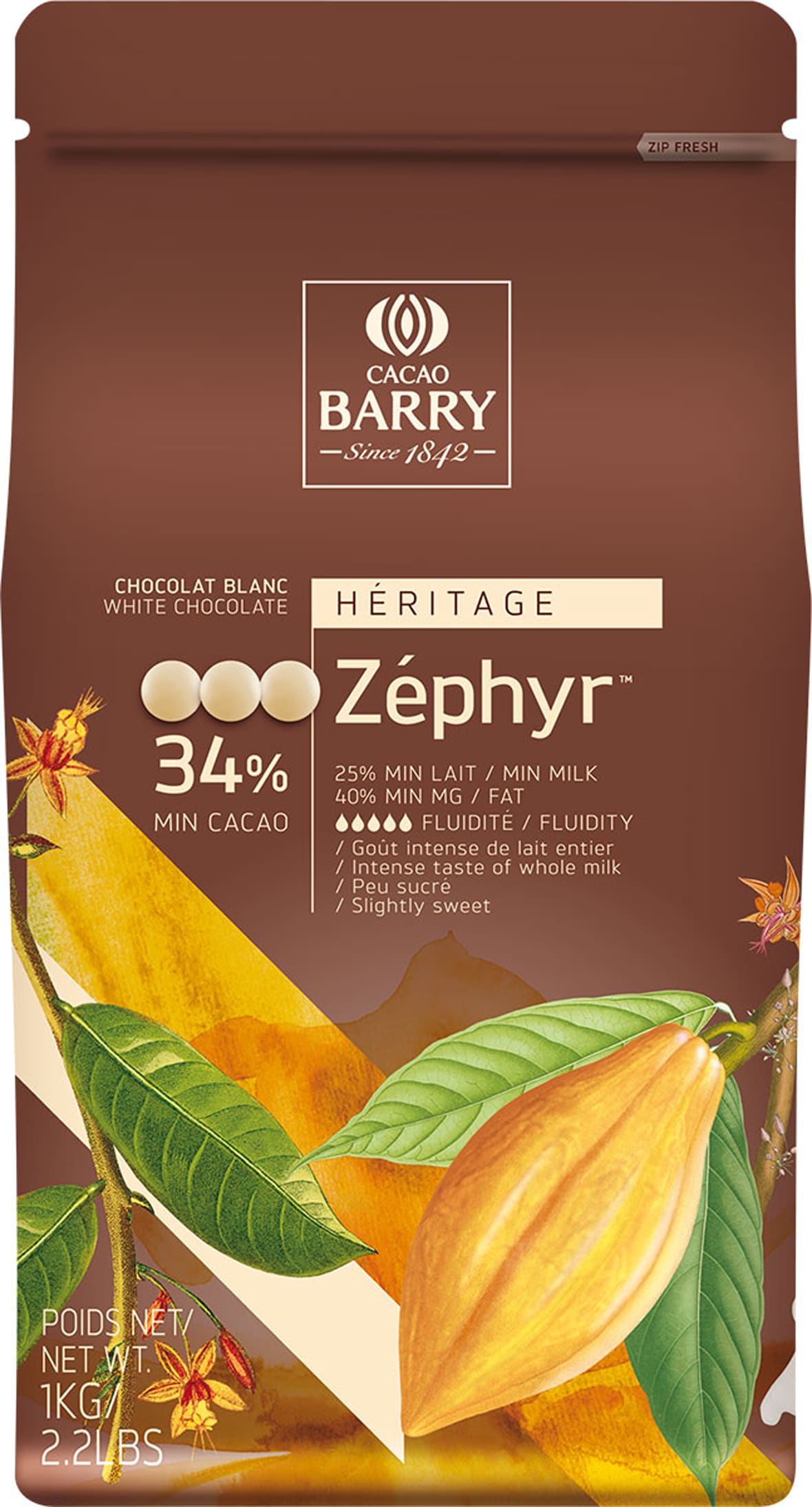 Chocolat blanc Zéphyr 34% Cacao Barry.*ATTR