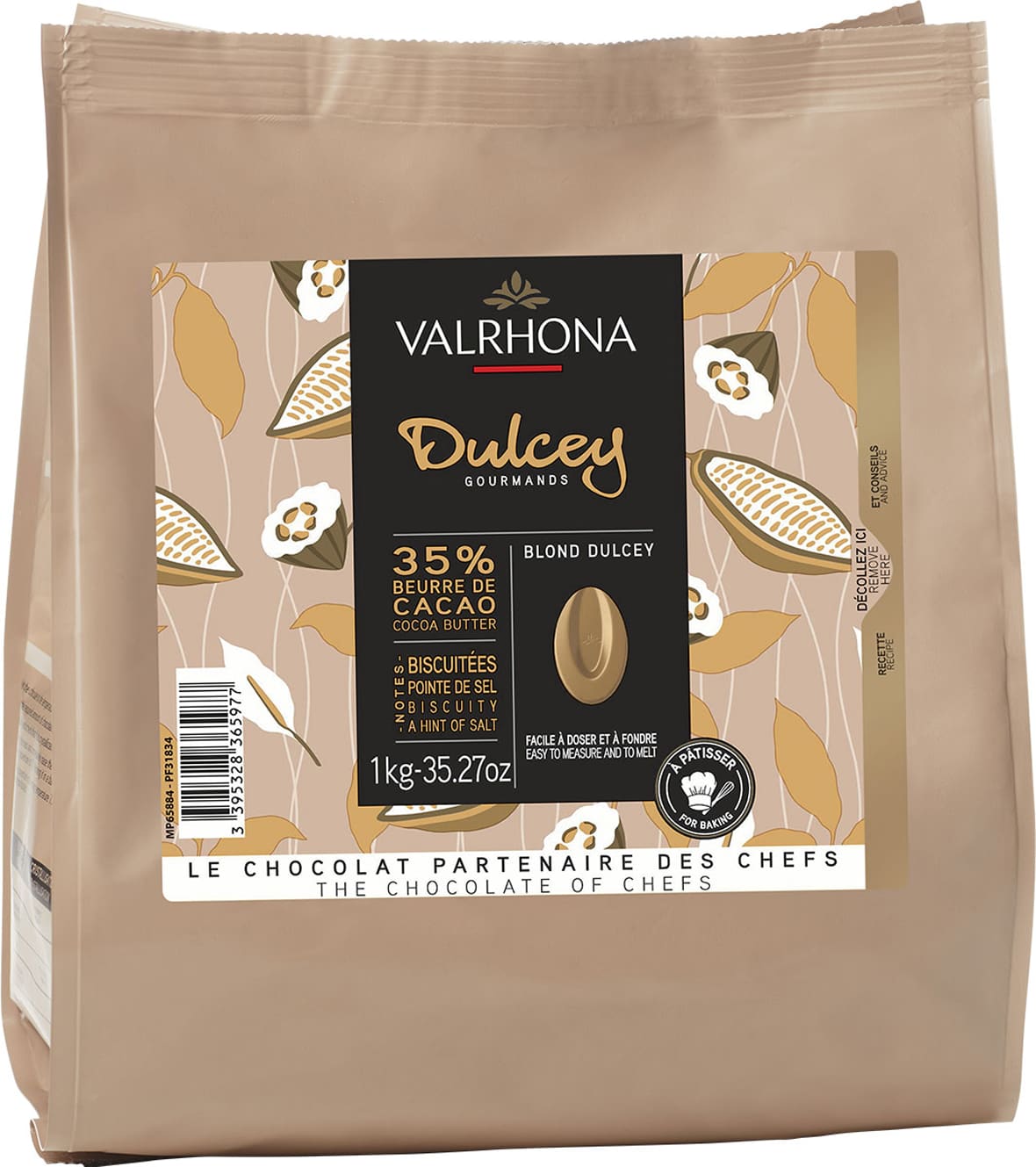 Chocolat blond Dulcey 35 % Valrhona.*ATTR