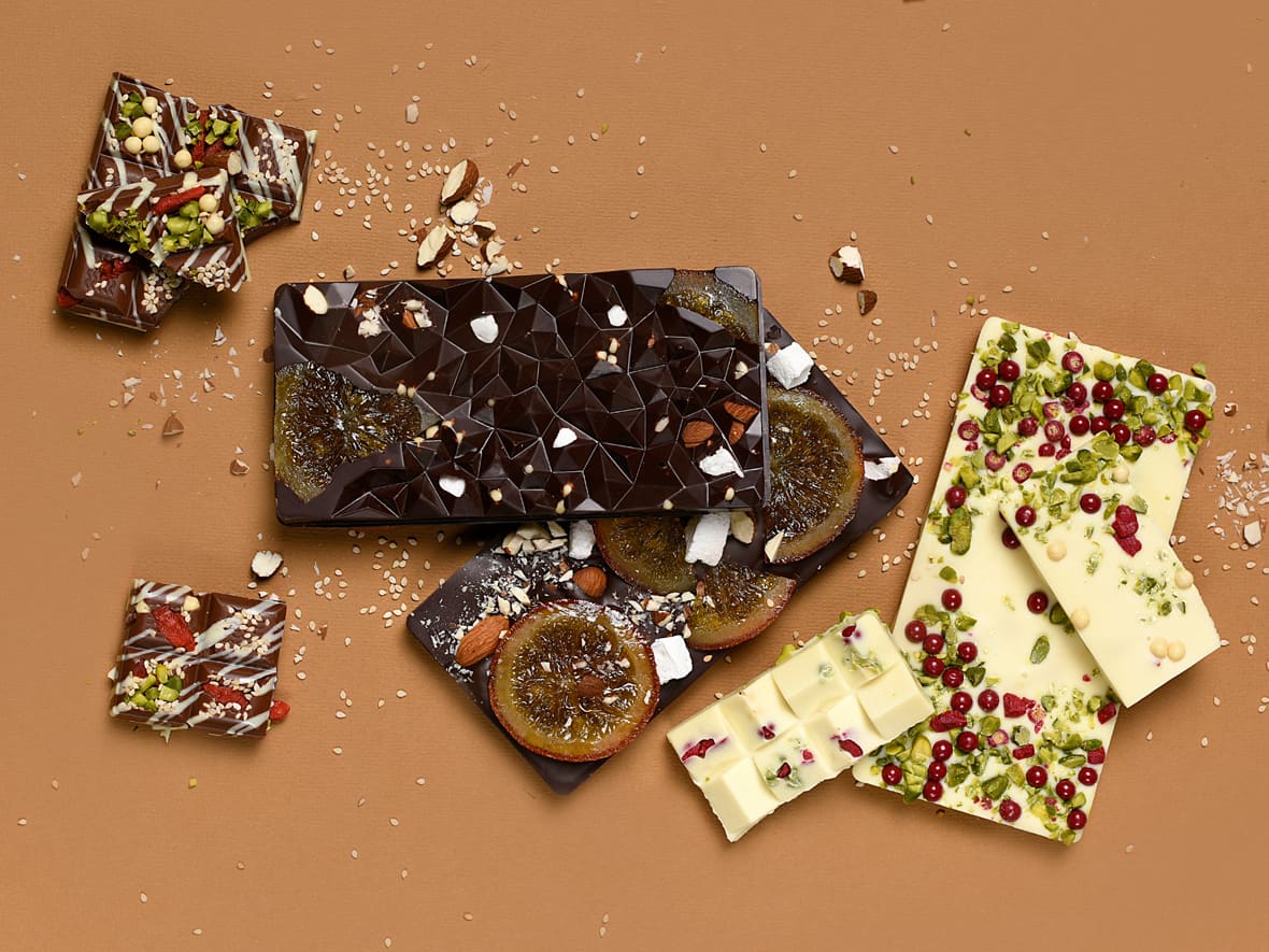 Tablette de chocolat mendiant.*ATTR