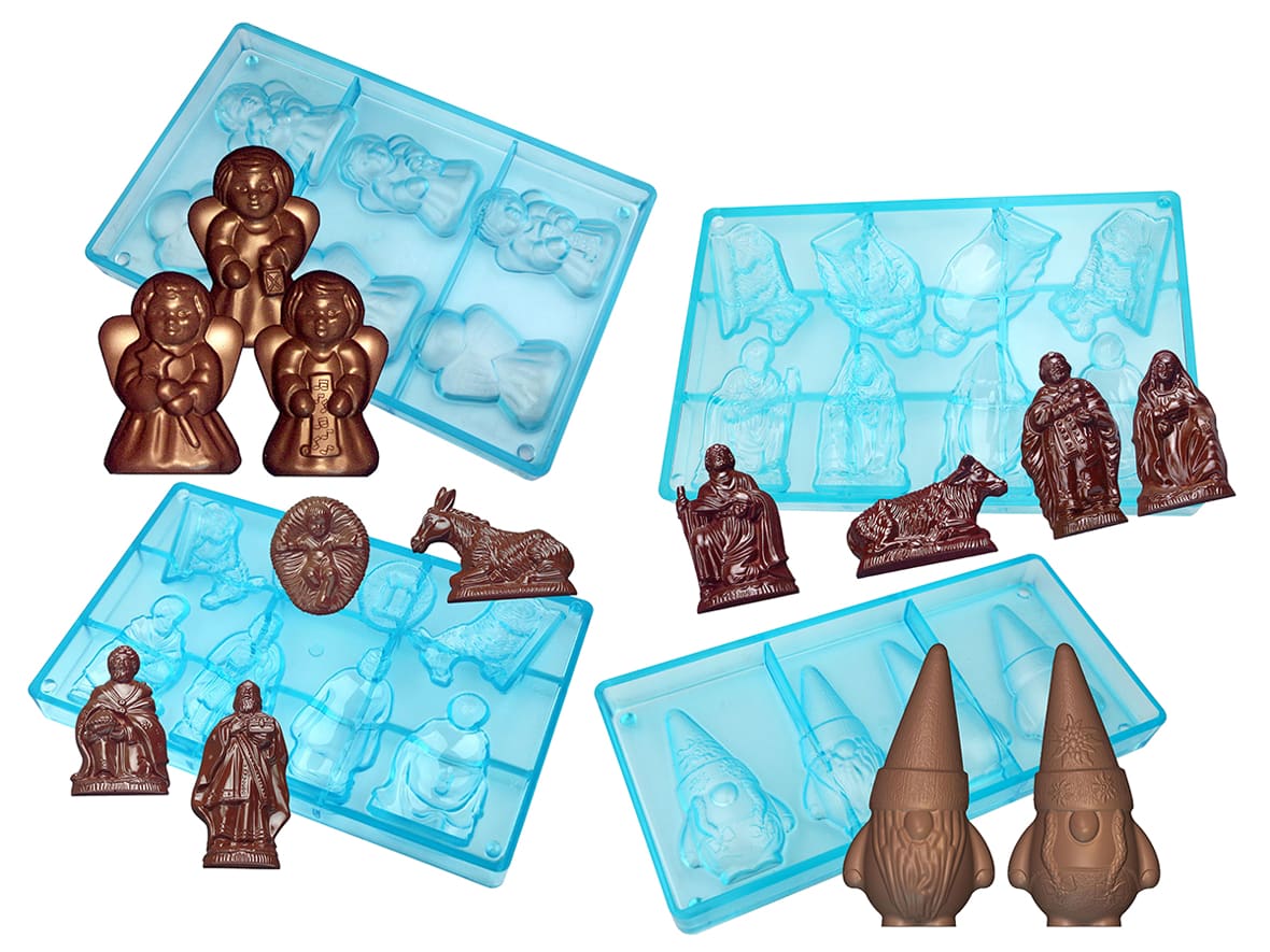 Moule chocolat en polycarbonate sujets de Noël.*ATTR