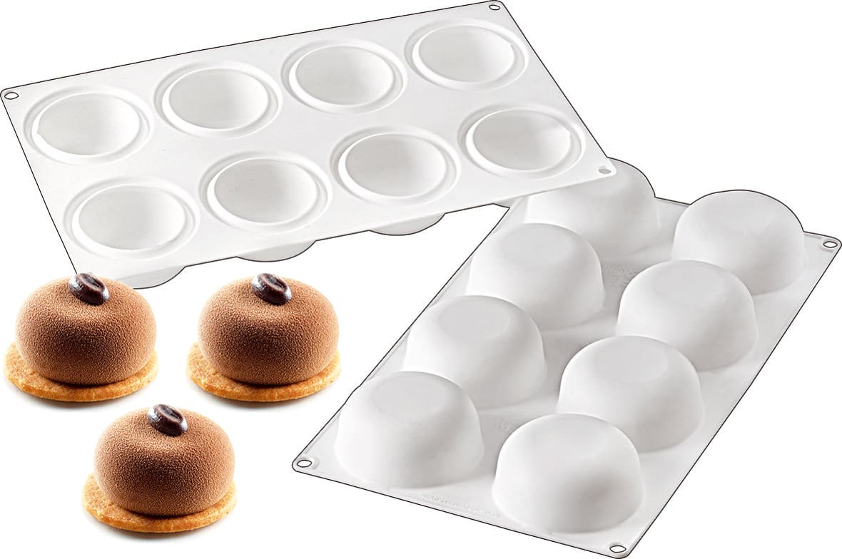 Moule silicone 8 ronds bombés Silikomart.*ATTR