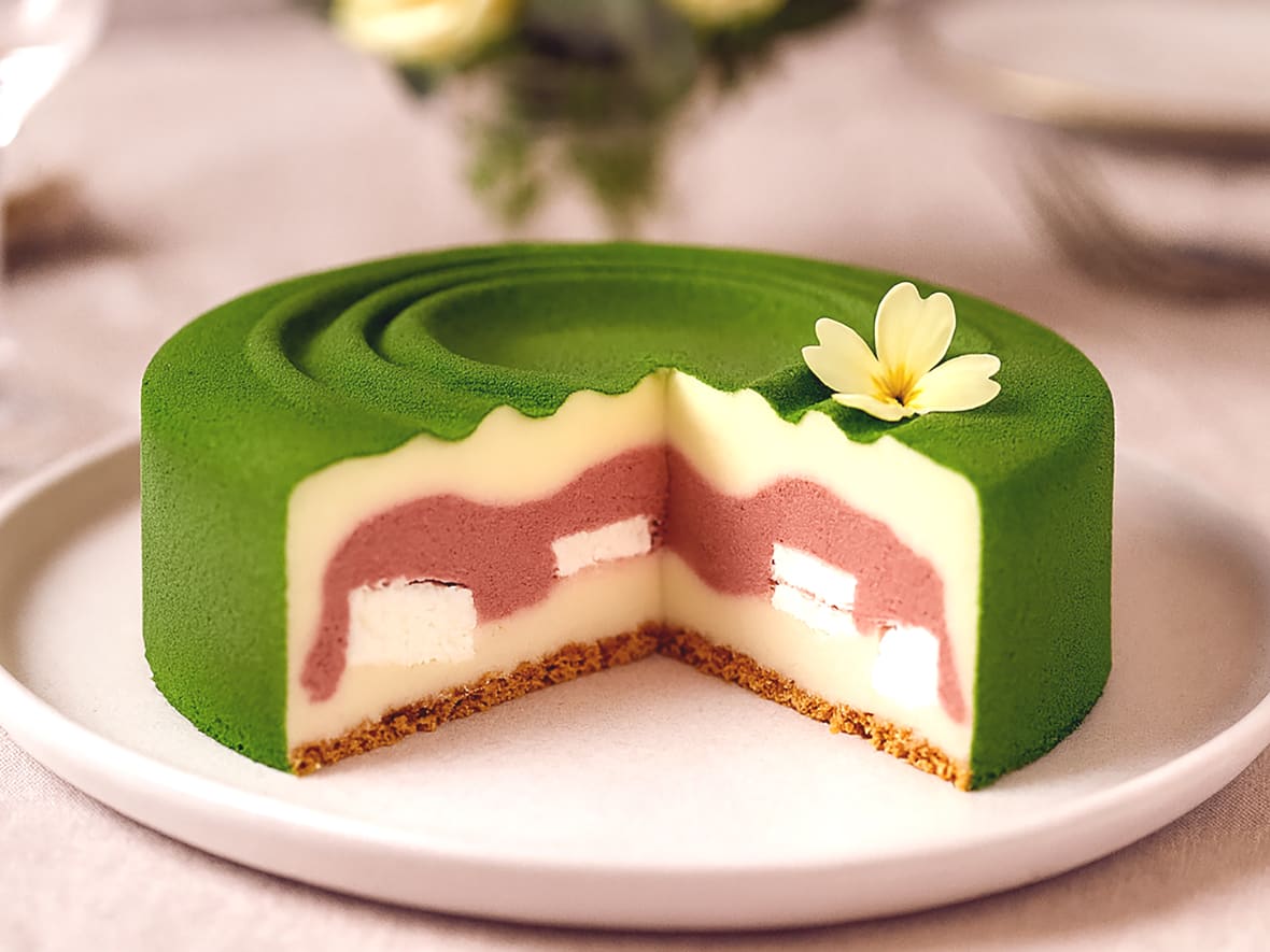 Entremets glace mojito fraise réalisé avec moule Vague Silikomart *ATTR